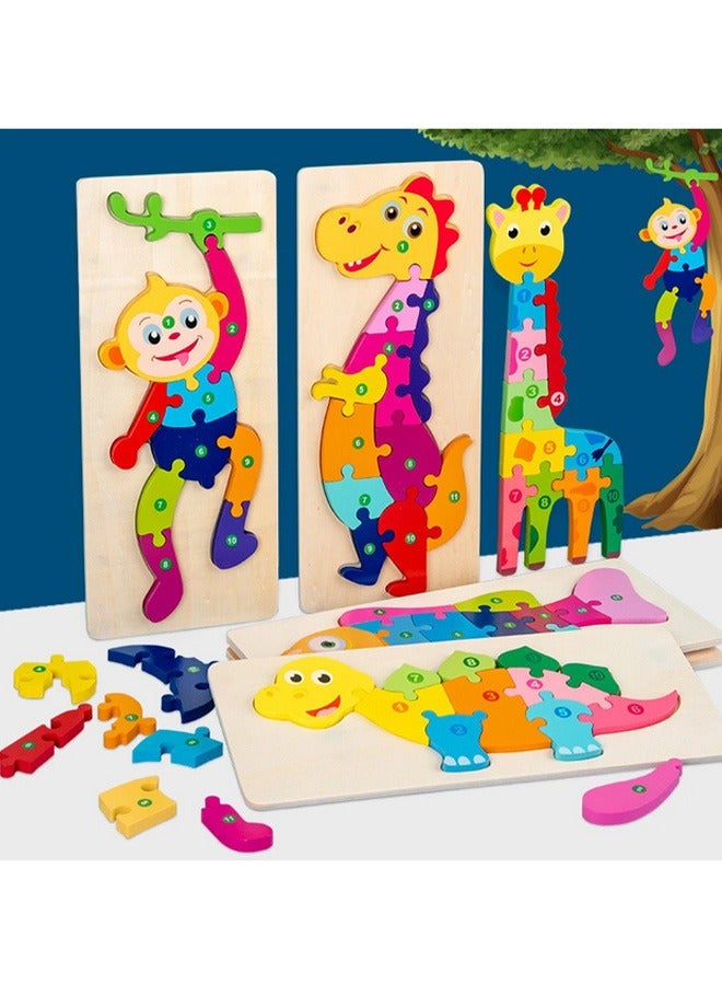 5 ألعاب ألغاز خشبية للأطفال مناسبة للأطفال فوق عمر سنة واحدة، ألعاب ألغاز تعليمية مناسبة للأولاد والبنات، ألعاب مونتيسوري بأشكال ملونة لهدايا التعليم المبكر - Image 1